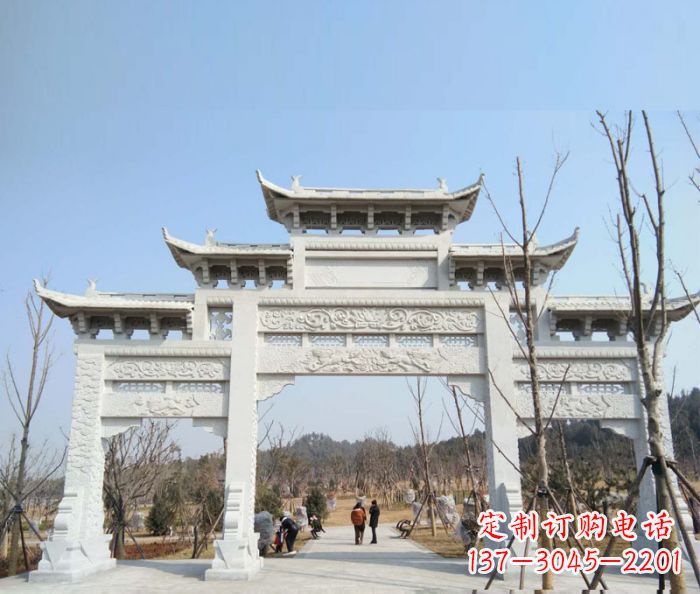 长沙村口三门石雕牌楼 (6)