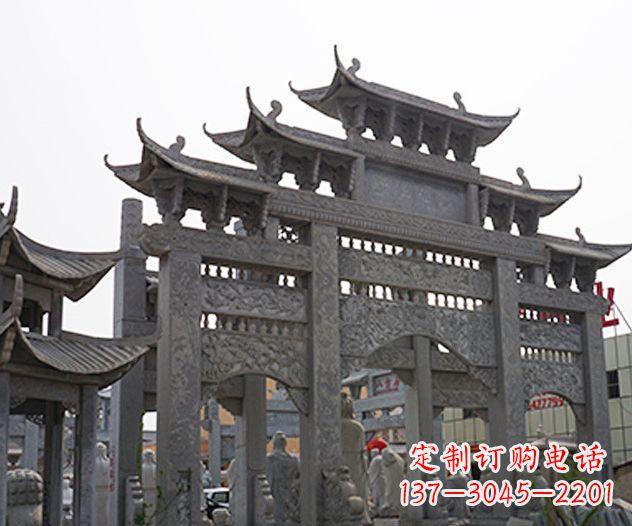 长沙村庄大型牌坊石雕