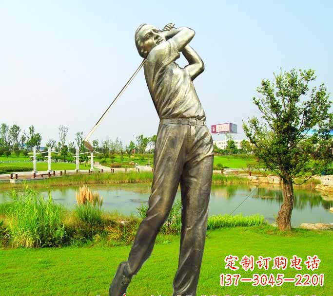 长沙打高尔夫球人物铜雕222