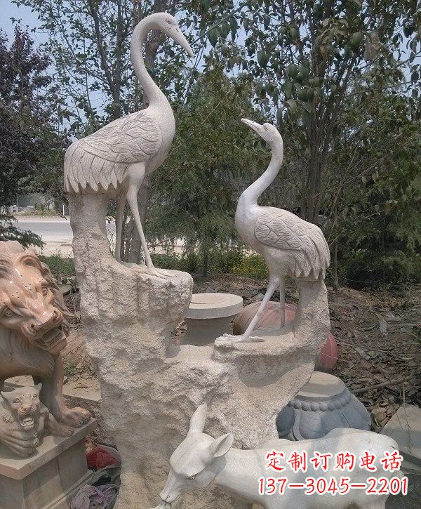 长沙静谧优雅的丹顶鹤雕塑