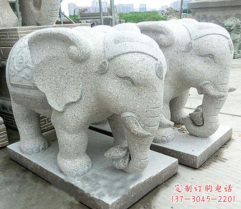 长沙大理石制作的精美招财大象雕塑
