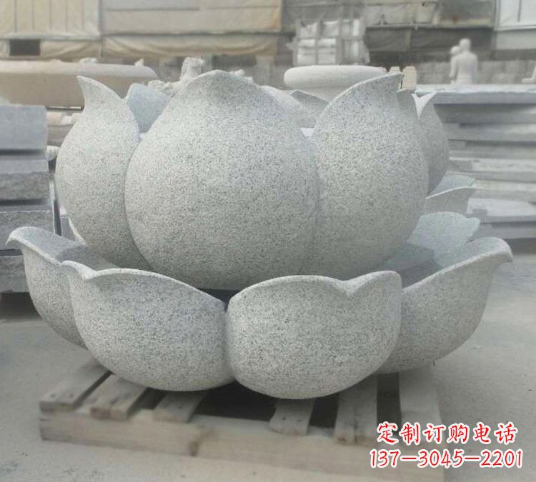 长沙高雅精美的大理石公园莲花喷泉雕塑