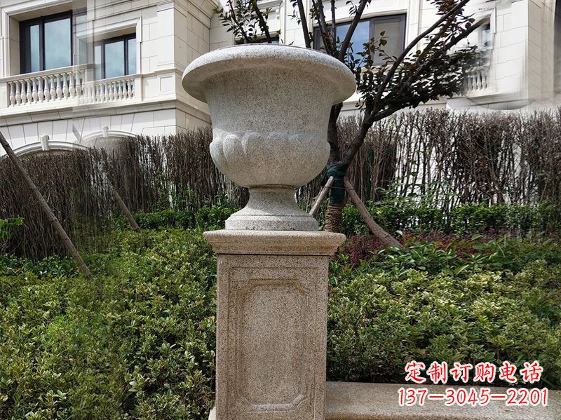 长沙大理石花钵小区花盆石雕艺术品
