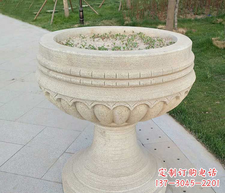 长沙大理石花盆石雕