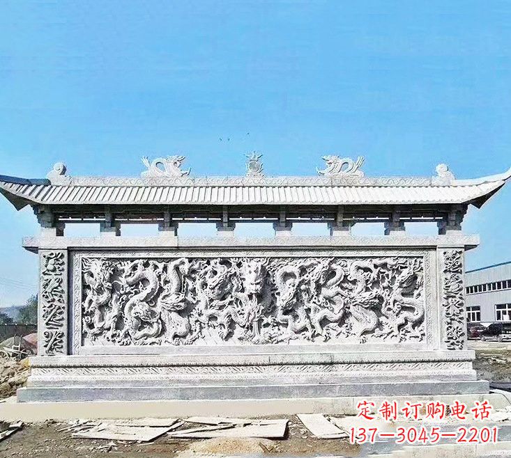长沙精美大理石九龙壁雕塑