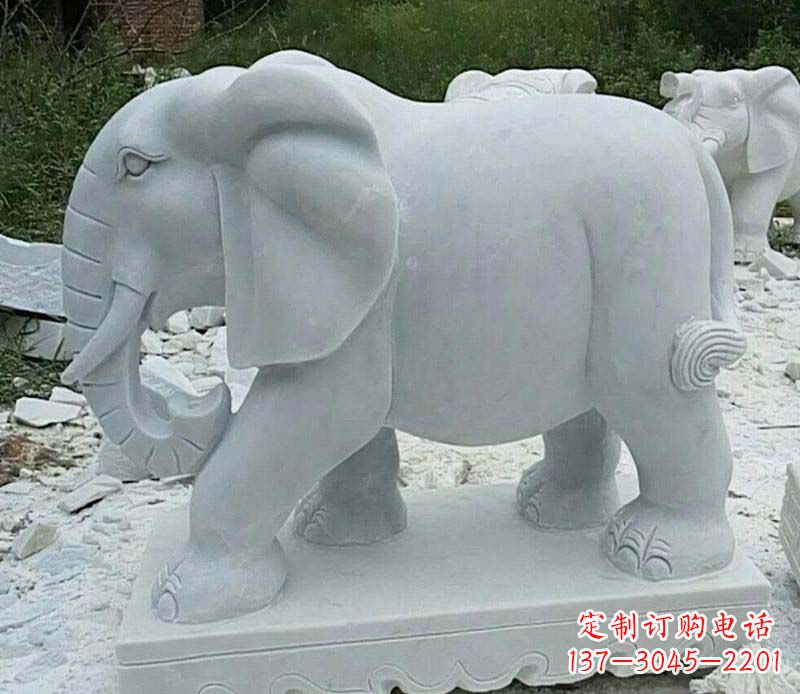 长沙精雕细琢的大理石大象雕塑