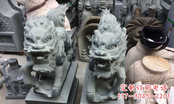 长沙大理石立式麒麟门口镇宅石雕
