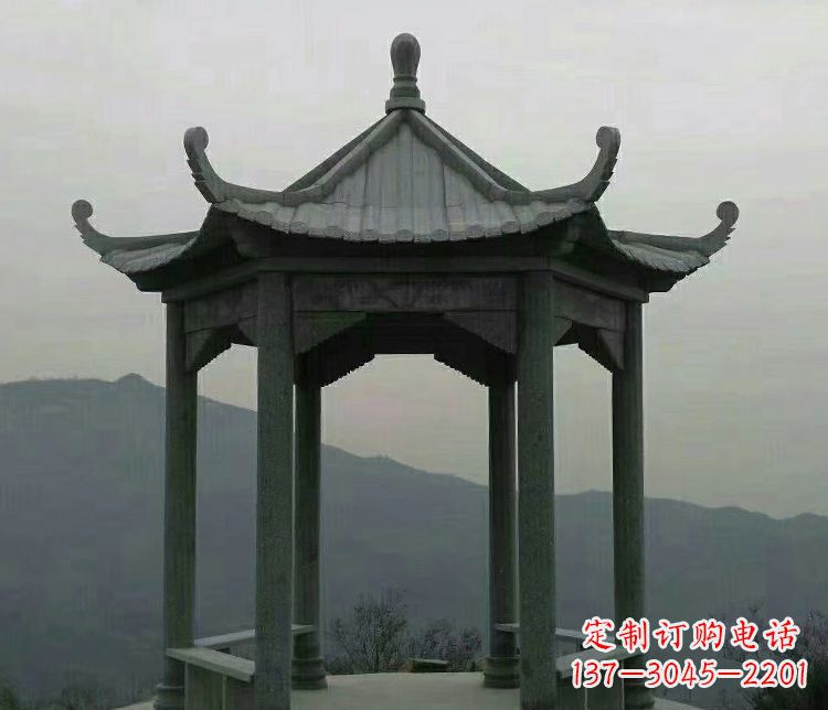 长沙考究工艺,奢华大理石六角凉亭雕塑