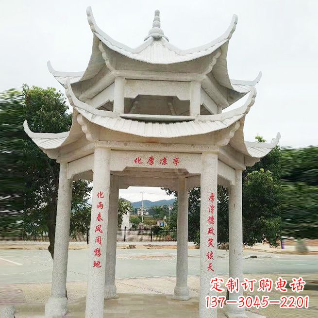长沙大理石凉亭双层雕塑