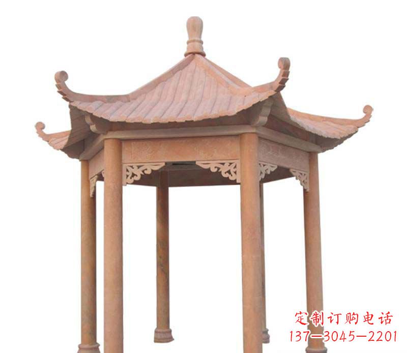 长沙大理石六角凉亭雕塑