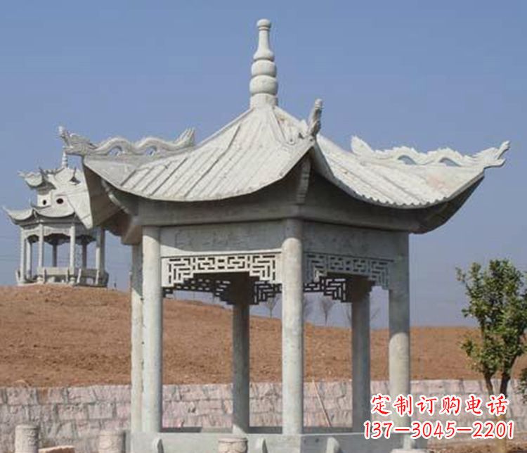 长沙精美大理石六角凉亭石雕