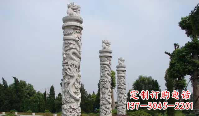 长沙精美大理石龙柱雕塑