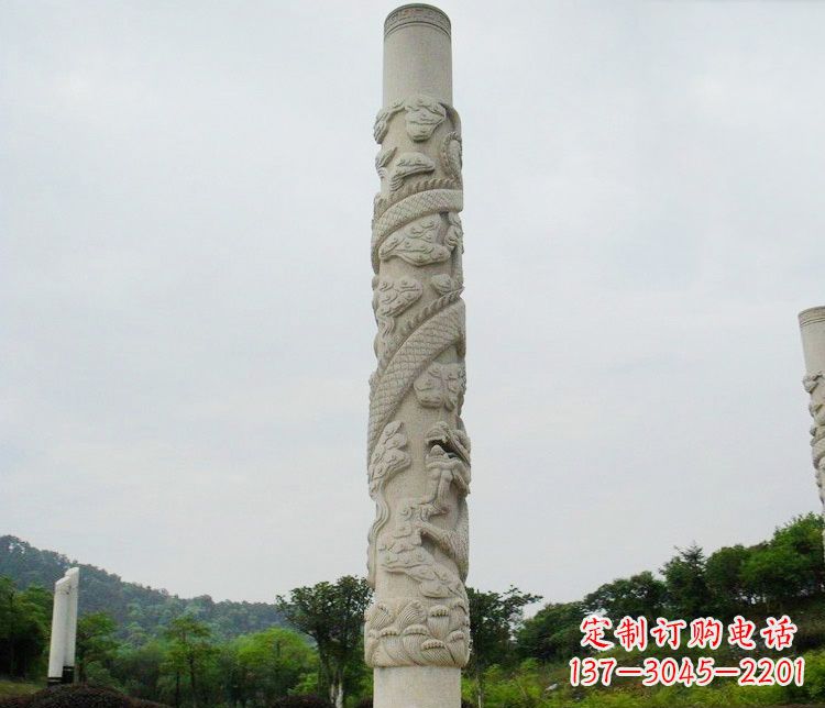 长沙大理石盘龙柱雕塑