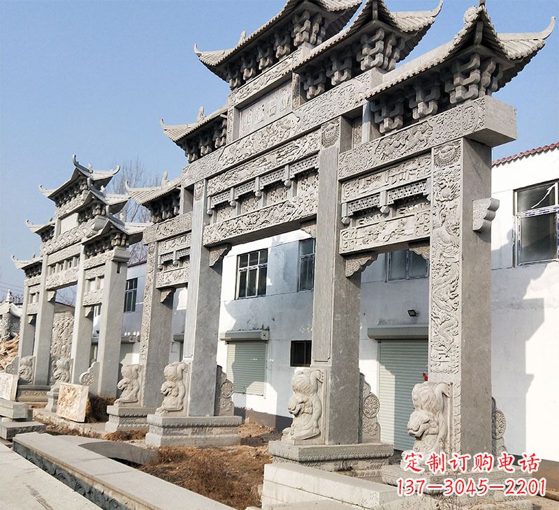 长沙大理石石雕牌坊雕塑定制