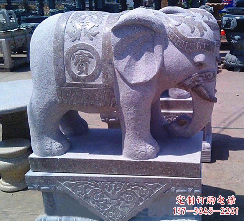 长沙大理石石雕招财进宝大象,传递招财进宝的吉祥祝福