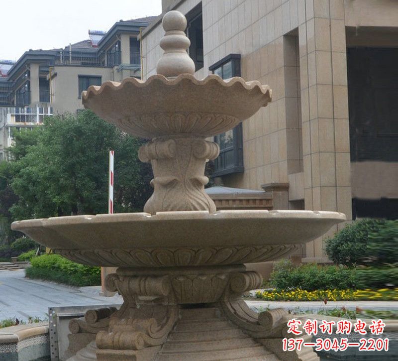 长沙简约双层大理石喷泉雕塑