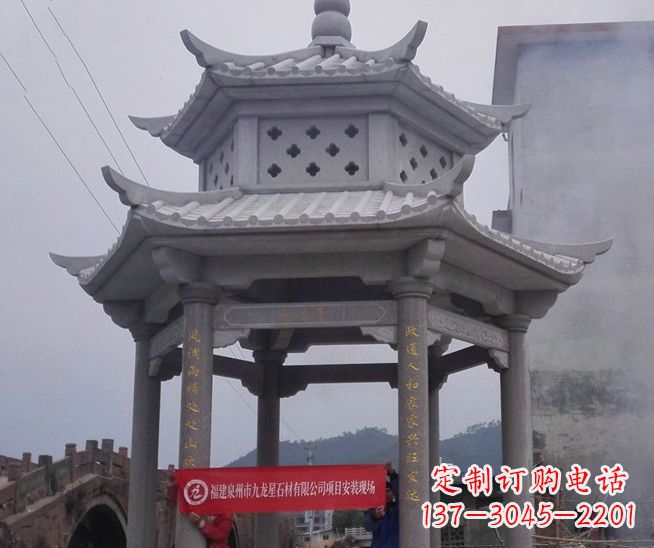长沙大理石双层石雕凉亭——独特的艺术结晶