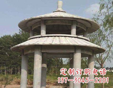 长沙大理石双层圆顶凉亭石雕