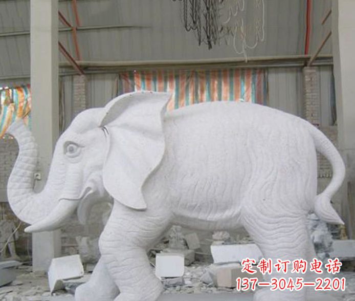 长沙象征财富的大理石招财大象雕塑