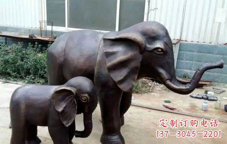 长沙大象母子铜雕塑