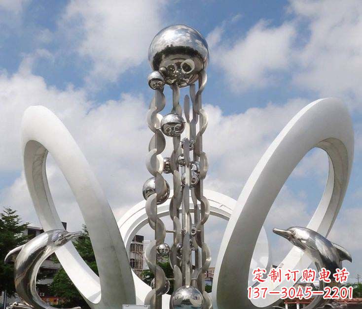 长沙精致不锈钢海豚雕塑