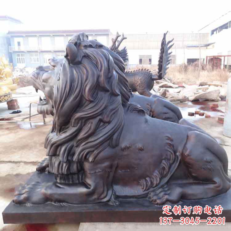 长沙大型纯铜港币狮子动物雕塑