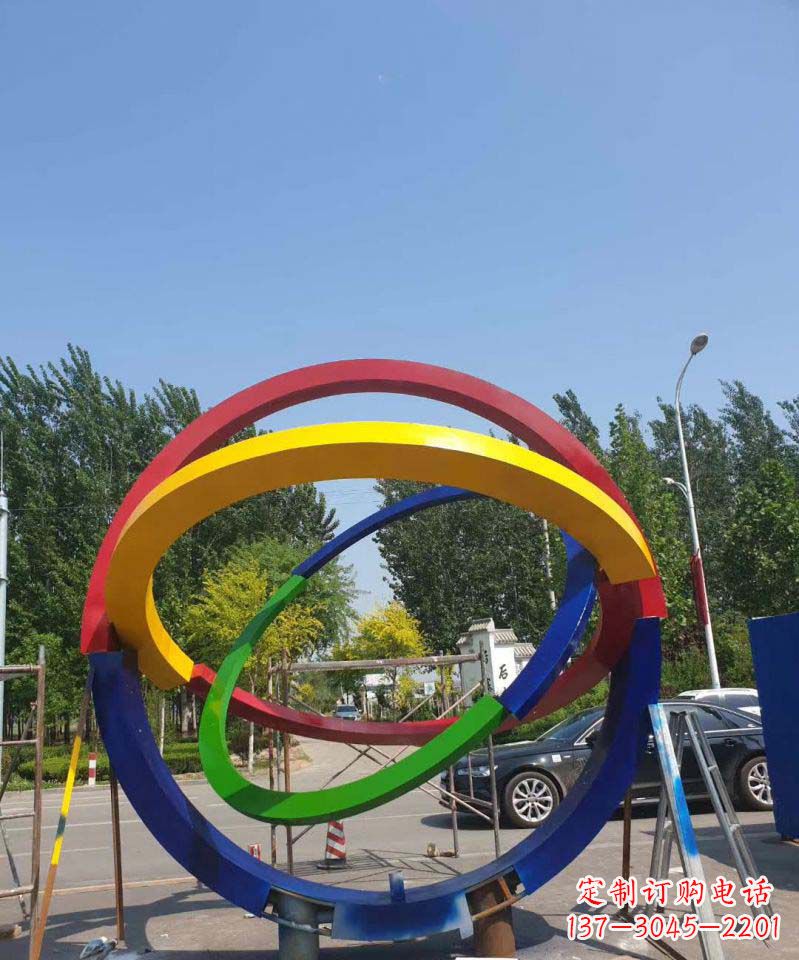 长沙大型不锈钢广场圆环景观雕塑
