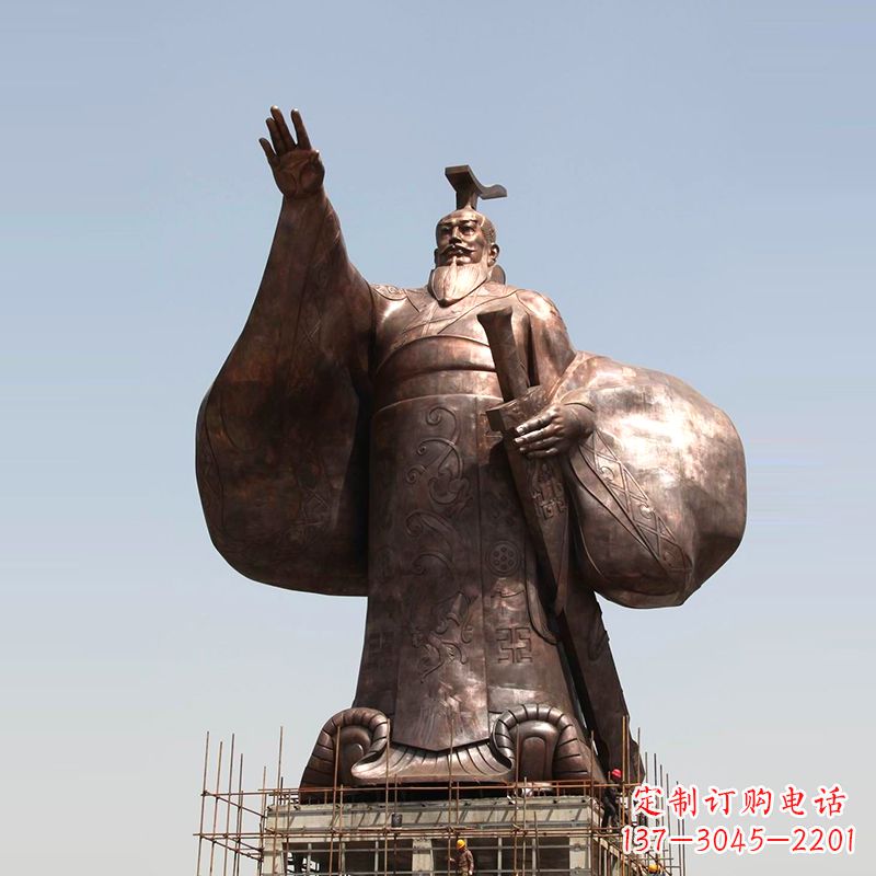 长沙传承历史风采,精美秦始皇铜雕塑