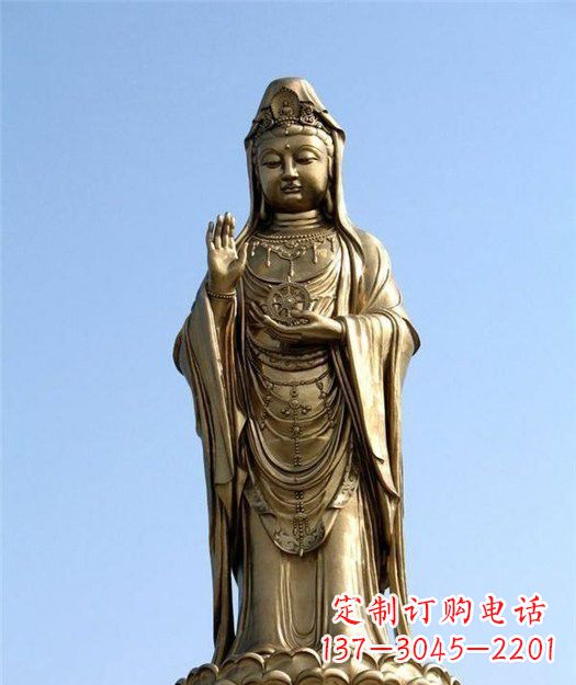 长沙大型立式铜观音雕塑