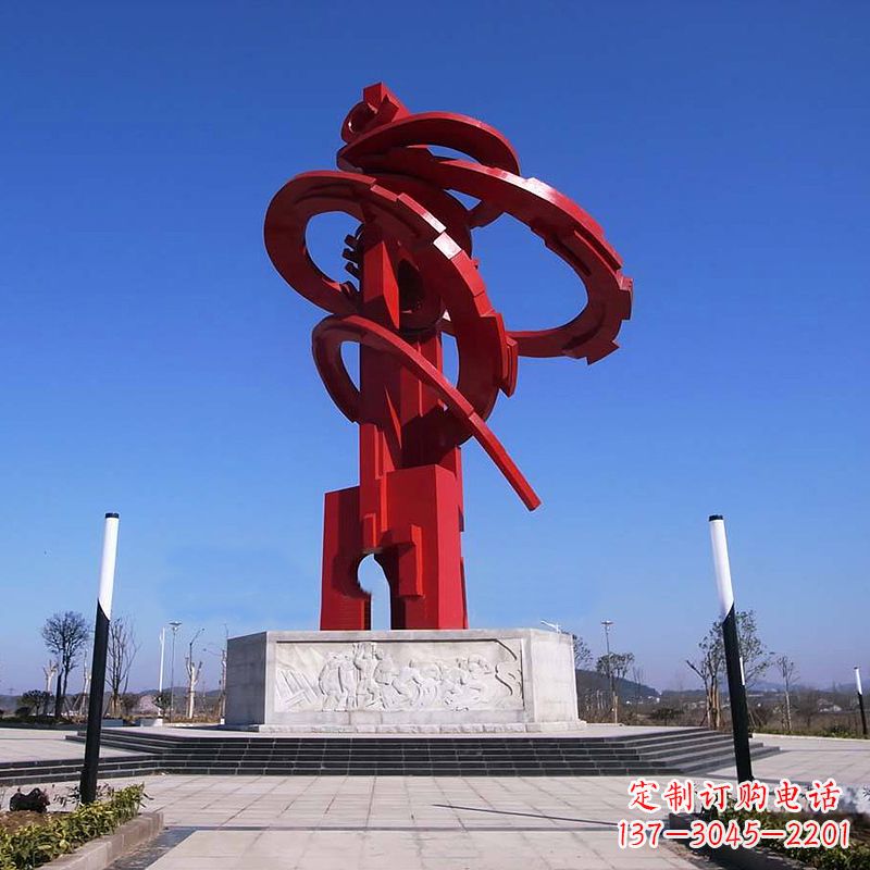 长沙大型龙形不锈钢景观雕塑-广场抽象神兽景观标识