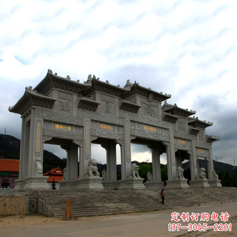 长沙大型寺庙五门石雕牌楼