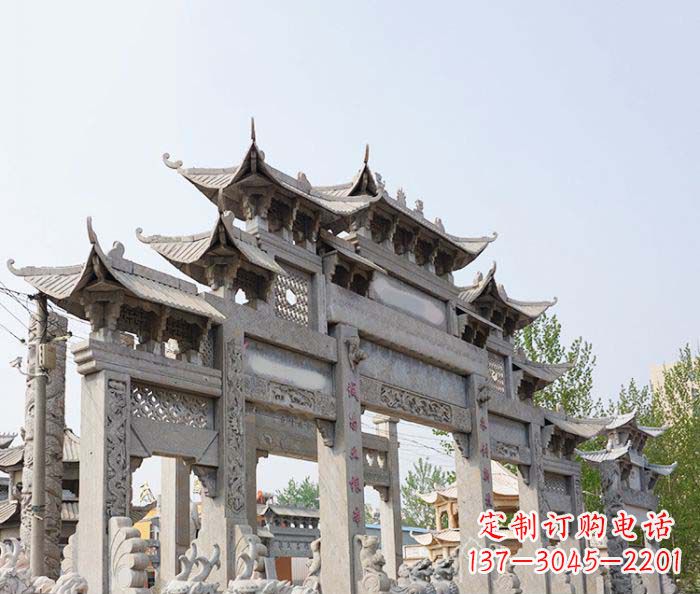 长沙大型五门石雕牌楼 (2)