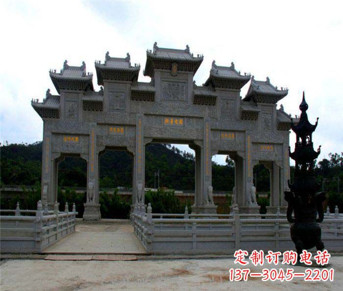长沙大型五门石雕牌坊