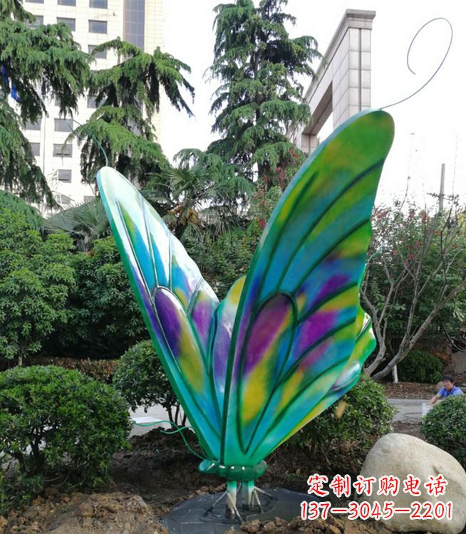 长沙大型小区园林彩绘仿真蝴蝶摆件