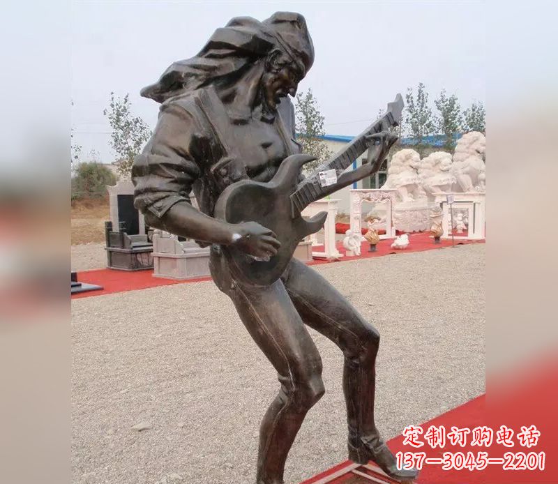 长沙弹吉他广场小品人物铜雕