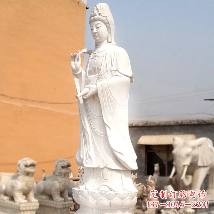 长沙滴水观音汉白玉石雕佛像