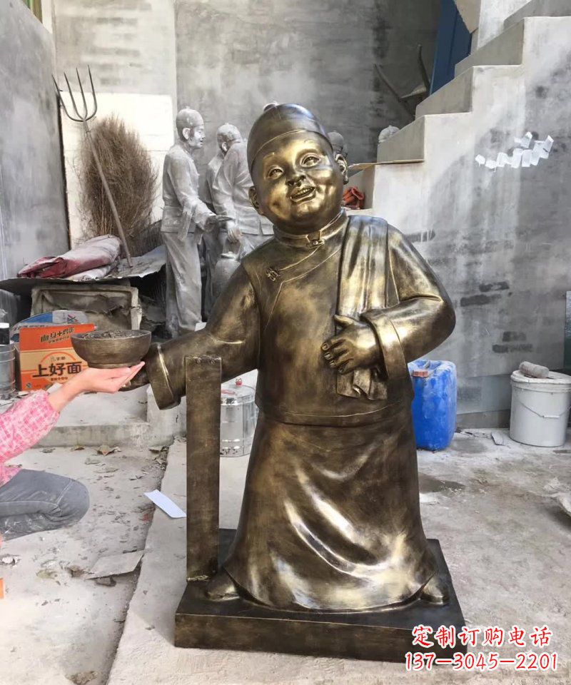 长沙店小二铜雕——精美精致的人物雕塑