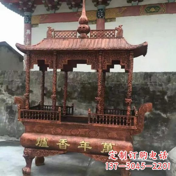 长沙雕刻蝙蝠铜香炉