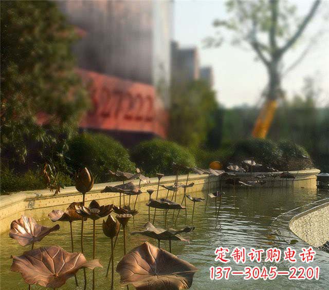 长沙荷叶风情传承——锻铜荷花荷叶小区景观雕塑