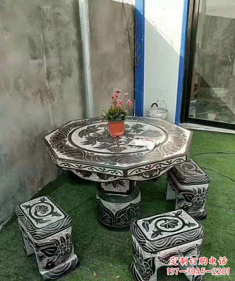 长沙多边形石头桌凳雕塑