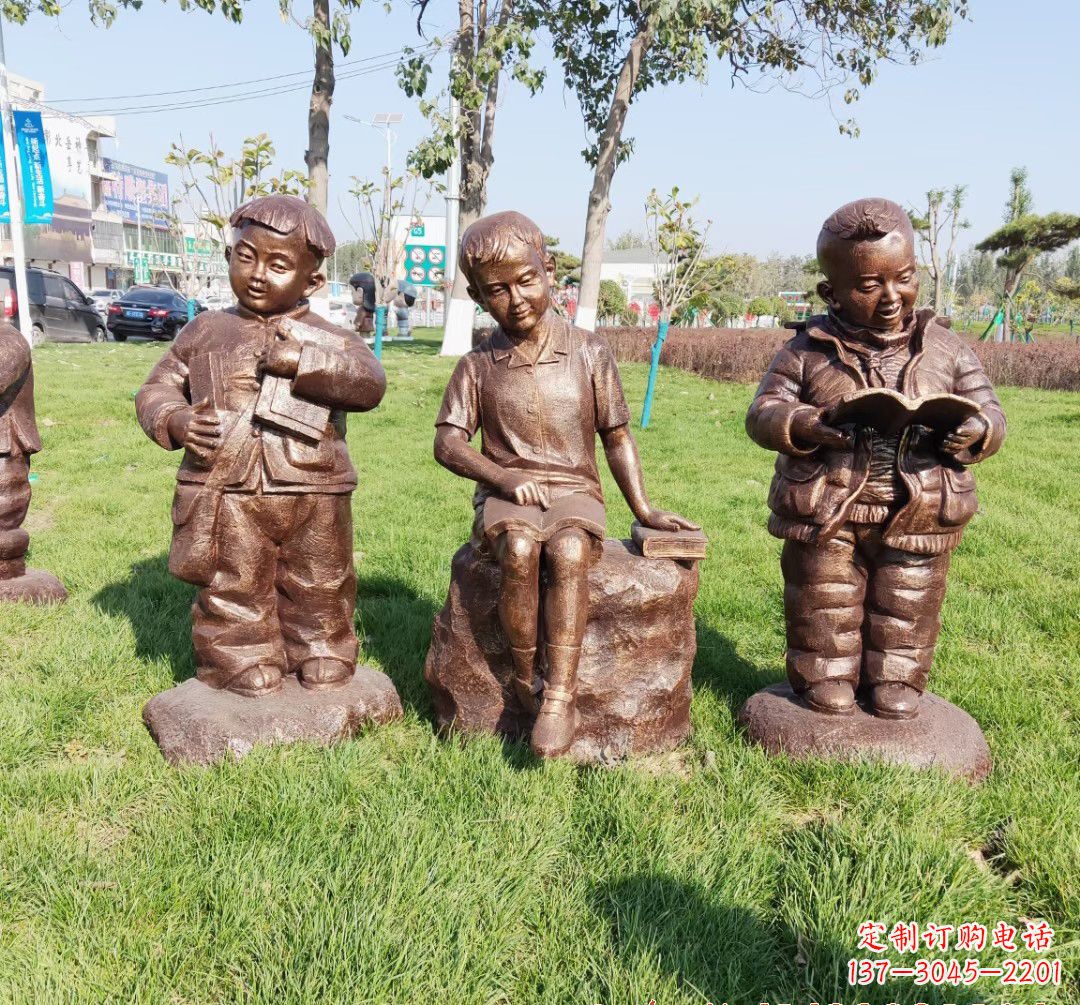 长沙儿童看书人物铜雕