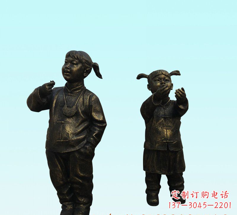 长沙儿童人物铜雕