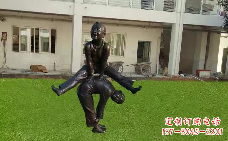长沙儿童跳马铜雕塑