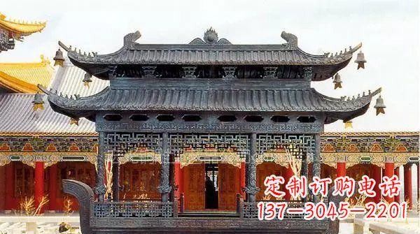 长沙方形寺庙香炉铜雕 (3)