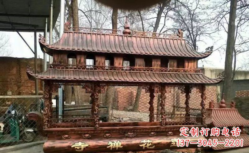 长沙方形寺庙香炉铜雕 (5)