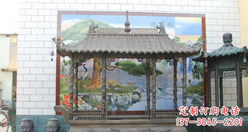 长沙方形香炉寺庙铜雕 (2)