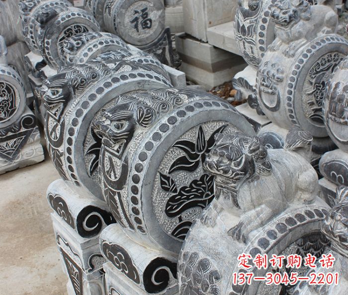 长沙传统风格抱鼓石招财门墩雕塑