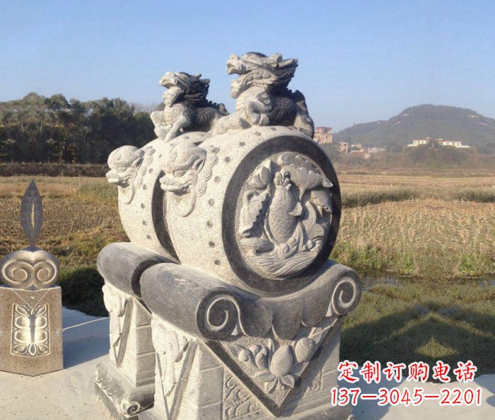 长沙仿古抱鼓石门墩雕塑