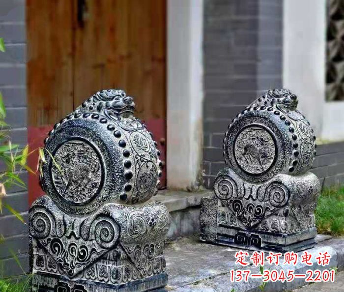 长沙精美仿古抱鼓石门墩雕塑