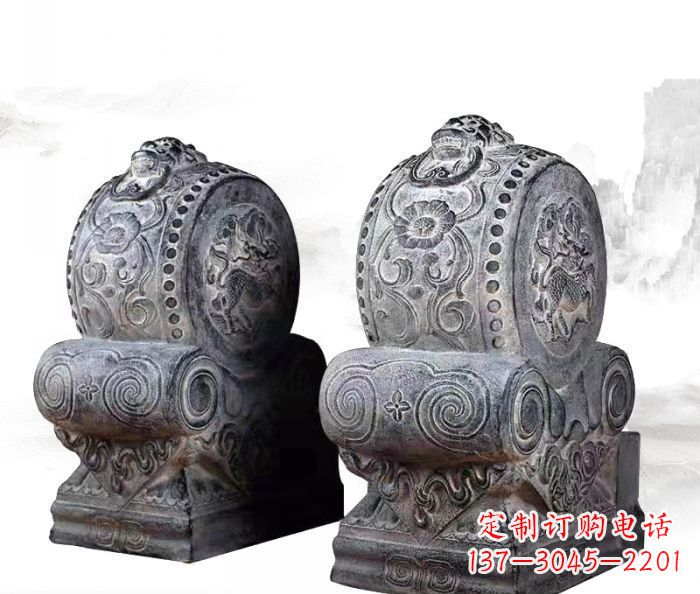 长沙仿古抱鼓石门墩雕塑